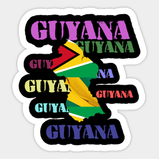 Guyana map multi color text Design! Sticker